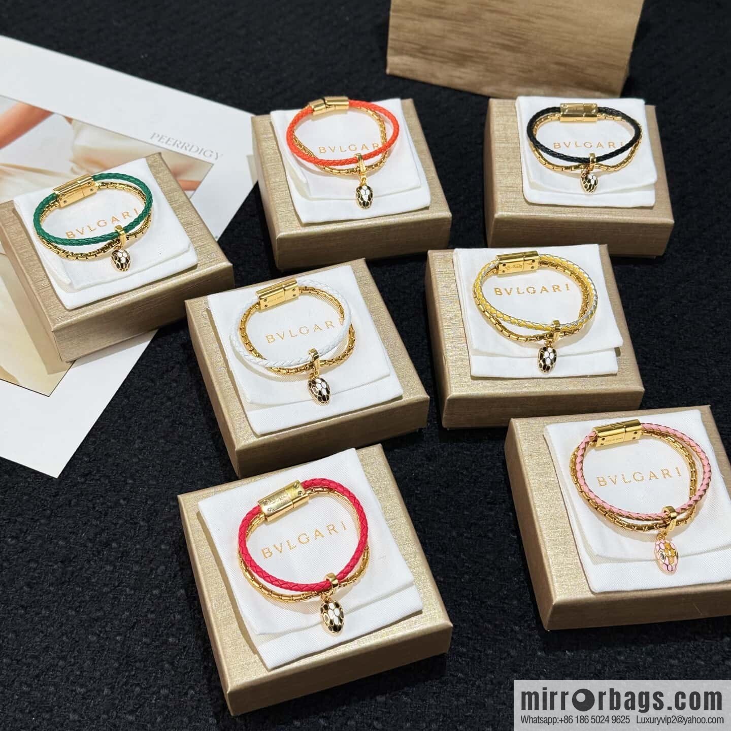 ❗️New ❗️ 7 color ☀ BVLGARI SERPENTI FOREVER series snakehead double leather rope bracelet bracelet ☀️