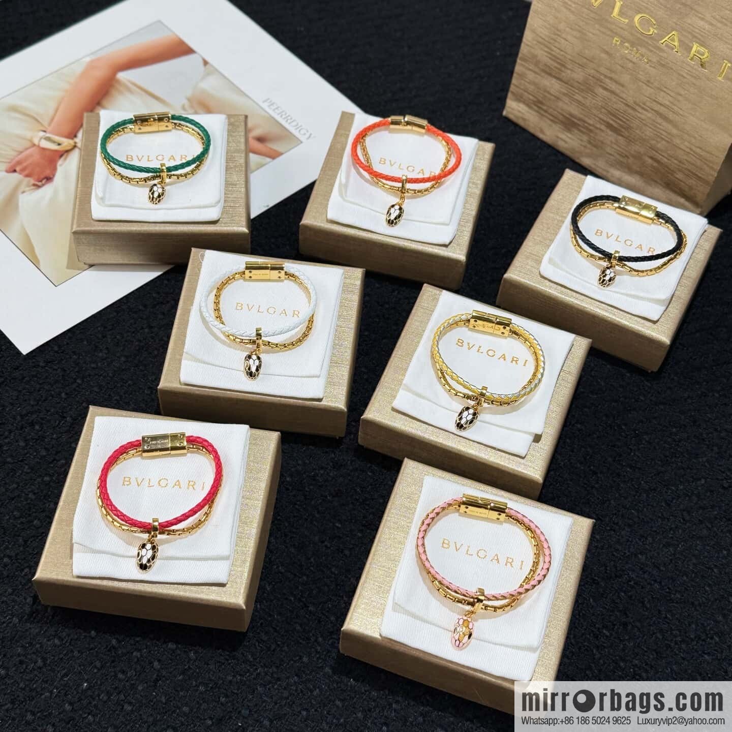 ❗️New ❗️ 7 color ☀ BVLGARI SERPENTI FOREVER series snakehead double leather rope bracelet bracelet ☀️