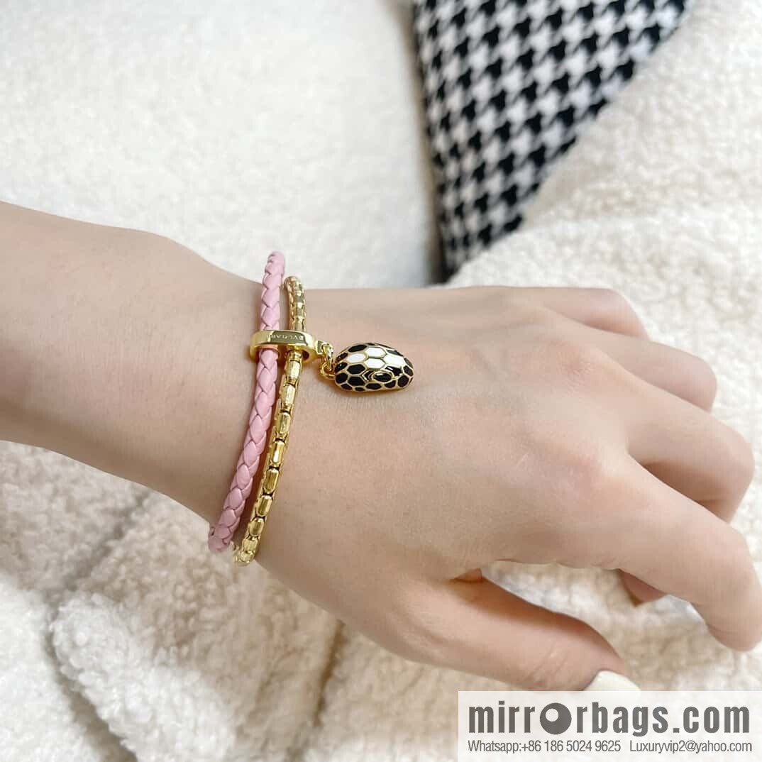 ❗️New ❗️ 7 color ☀ BVLGARI SERPENTI FOREVER series snakehead double leather rope bracelet bracelet ☀️