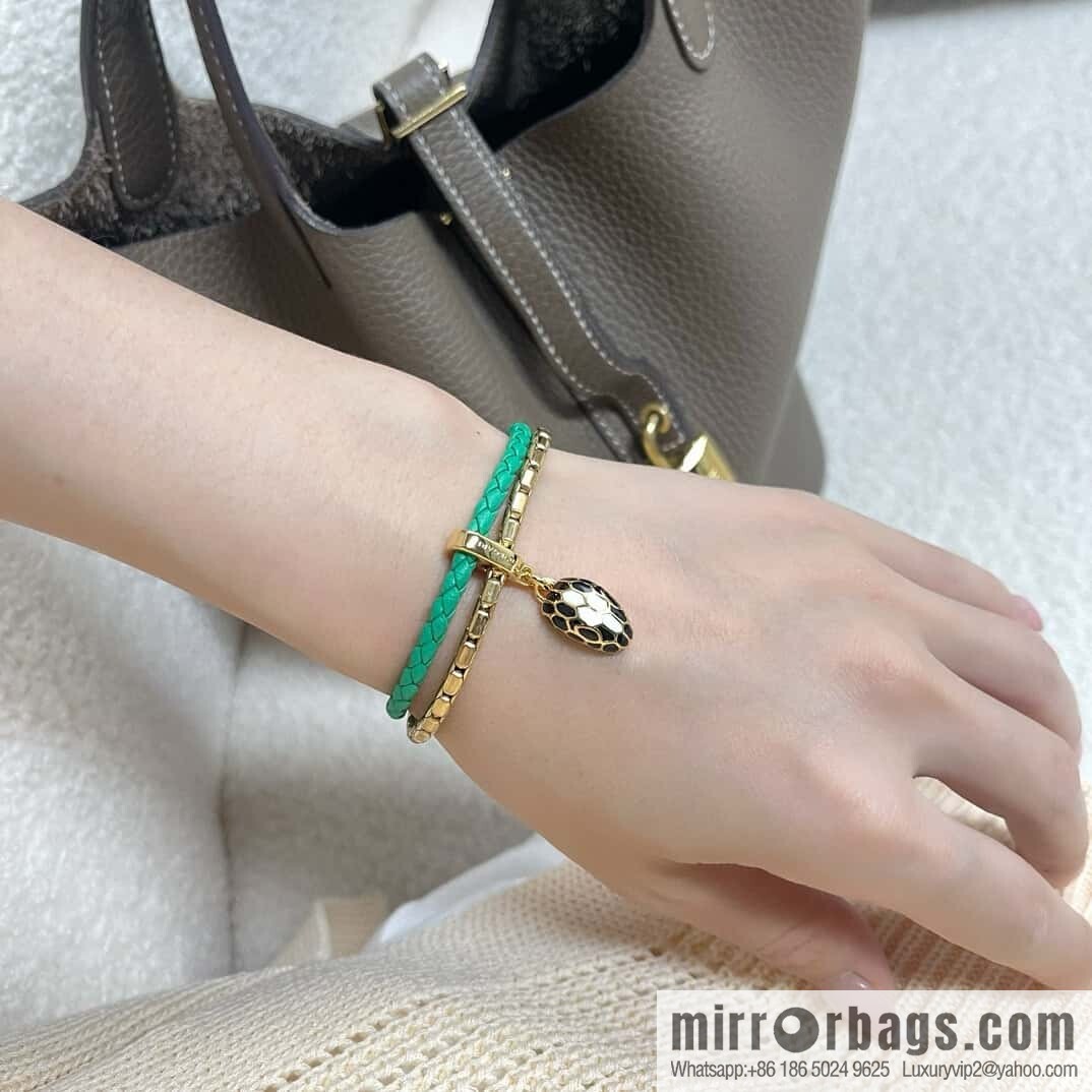 ❗️New ❗️ 7 color ☀ BVLGARI SERPENTI FOREVER series snakehead double leather rope bracelet bracelet ☀️