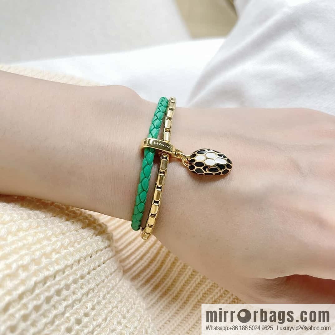 ❗️New ❗️ 7 color ☀ BVLGARI SERPENTI FOREVER series snakehead double leather rope bracelet bracelet ☀️