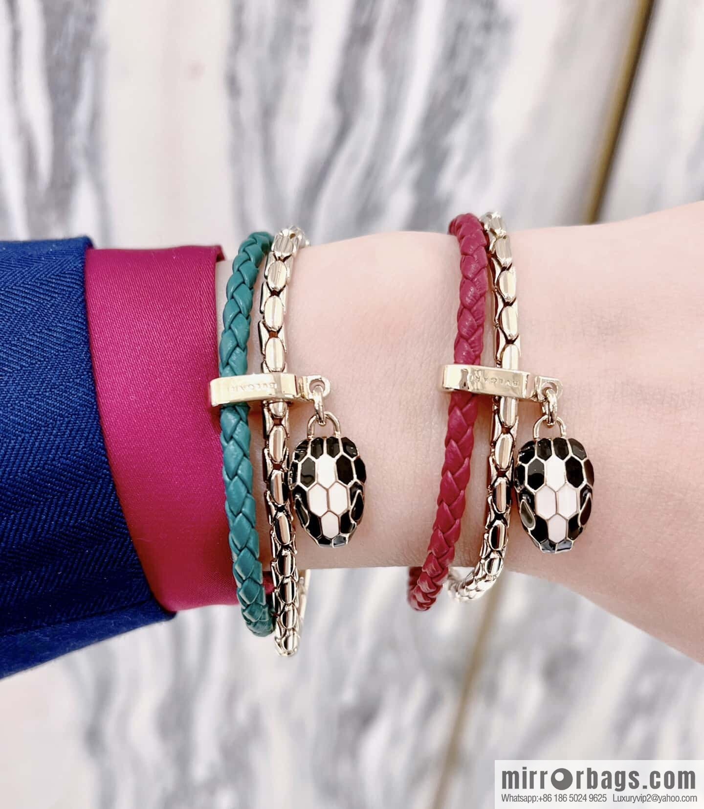 ❗️New ❗️ 7 color ☀ BVLGARI SERPENTI FOREVER series snakehead double leather rope bracelet bracelet ☀️