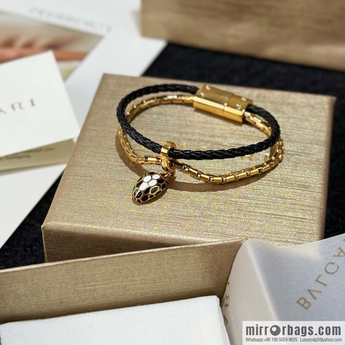 ❗️New ❗️ 7 color ☀ BVLGARI SERPENTI FOREVER series snakehead double leather rope bracelet bracelet ☀️
