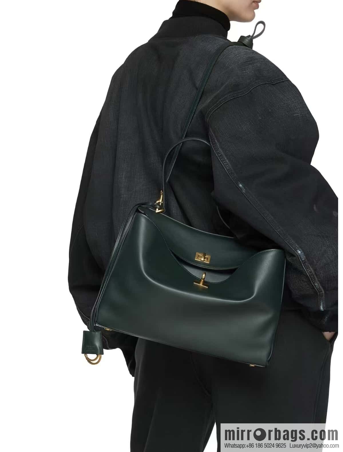[Medium malachite green 】 𝐁𝐀𝐋𝐄𝐍𝐂𝐈𝐀𝐆𝐀 𝐑𝐎𝐃𝐄𝐎 𝐁𝐀𝐆 series handbag model number: 78972