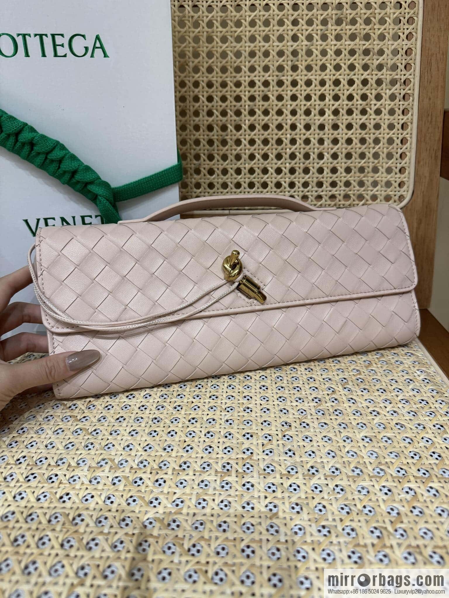 BV Andiamond Clutch Bag 741511 Lotus Powder