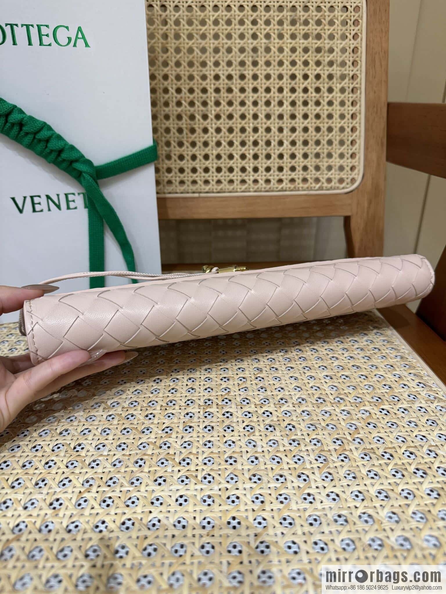 BV Andiamond Clutch Bag 741511 Lotus Powder