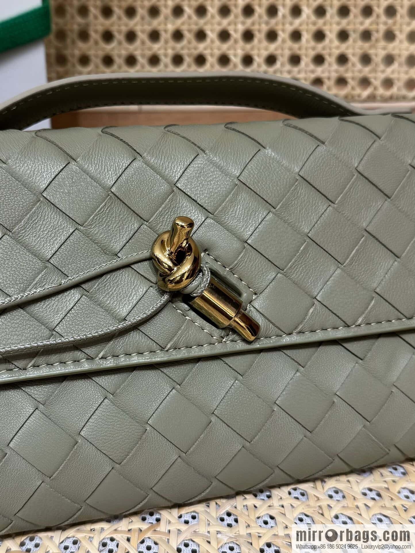 BV Andiamond clutch bag 741511 Travertine green