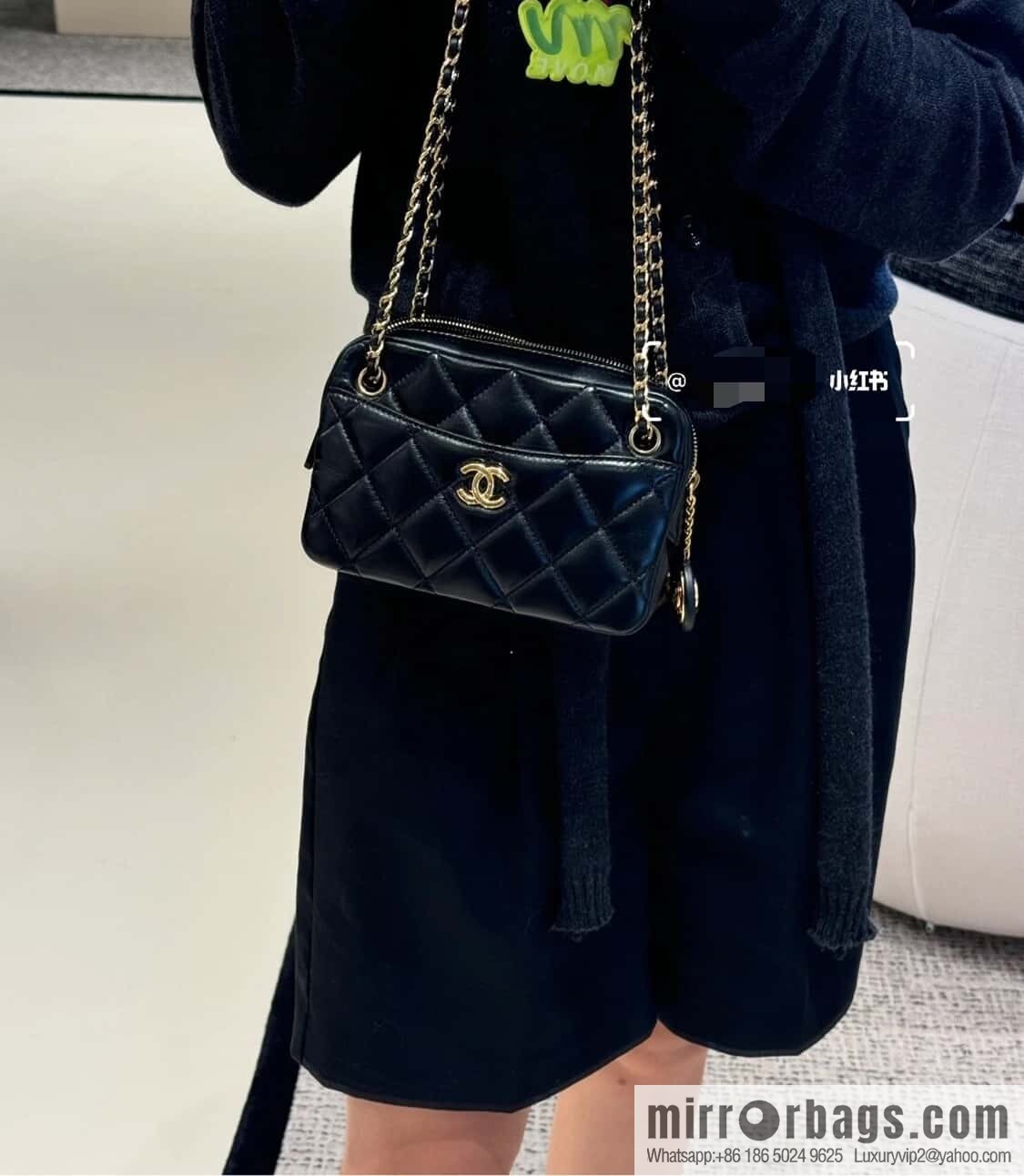 𝐂𝐡𝐚𝐧𝐞𝐥 𝟐𝟒𝐤 Coin Camera Bag, Small, Black 🖤 AS5190