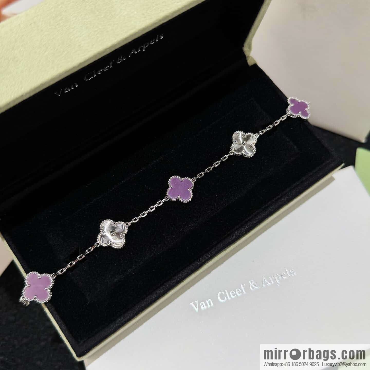 ❗️New ❗️ ☀️ Van Cleef & Arpels Violet Laser Four Leaf Clover Five Flower Bracelet