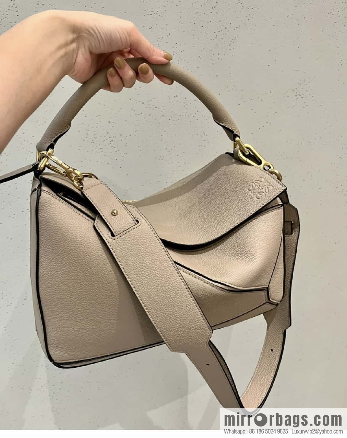 LOEWE Soft Grain Cow Leather Puzzle Handbag Model: A510P49X12 Sand Color