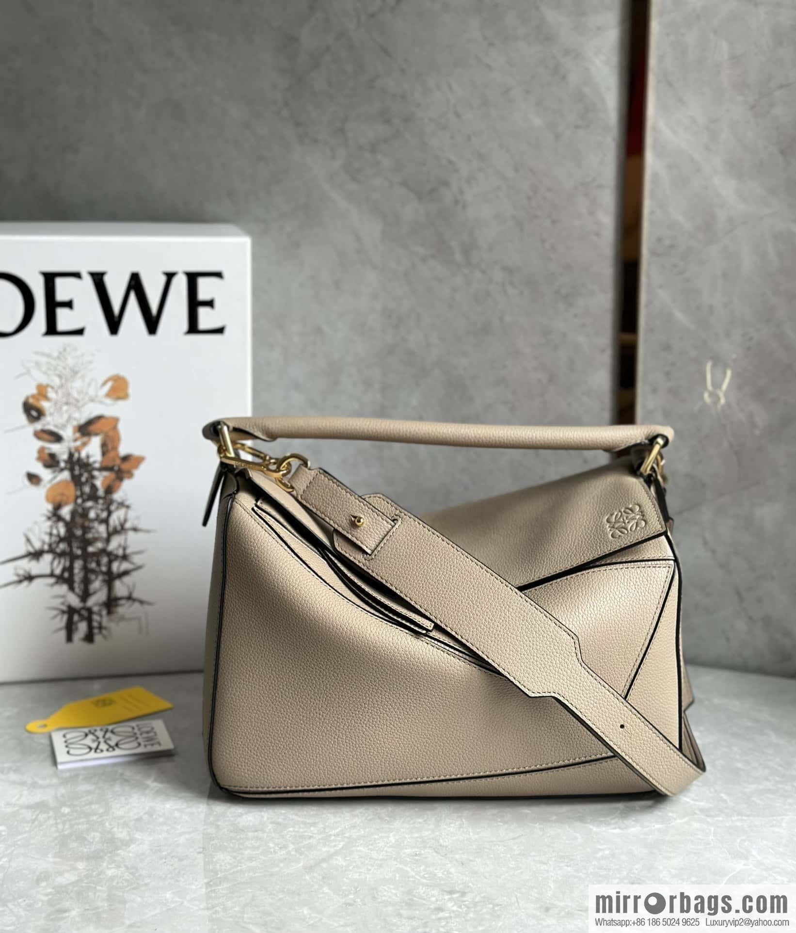 LOEWE Soft Grain Cow Leather Puzzle Handbag Model: A510P49X12 Sand Color