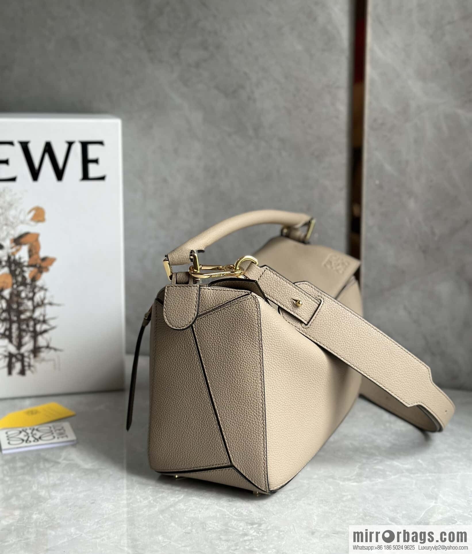 LOEWE Soft Grain Cow Leather Puzzle Handbag Model: A510P49X12 Sand Color