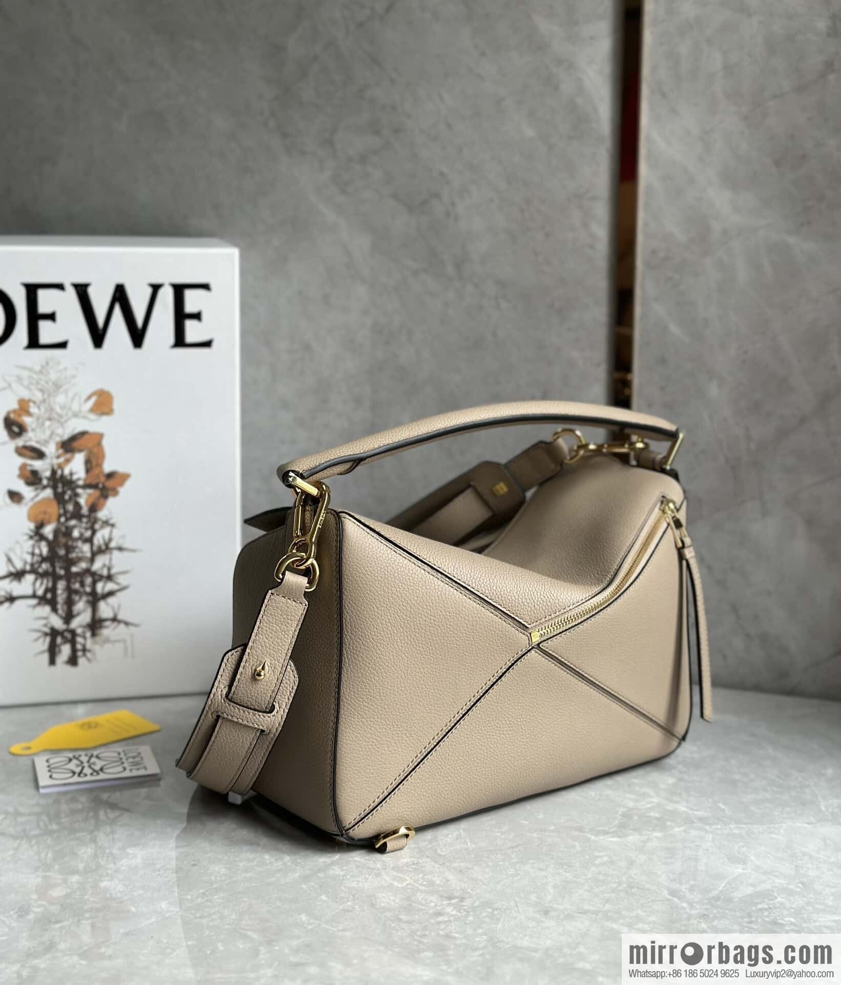 LOEWE Soft Grain Cow Leather Puzzle Handbag Model: A510P49X12 Sand Color