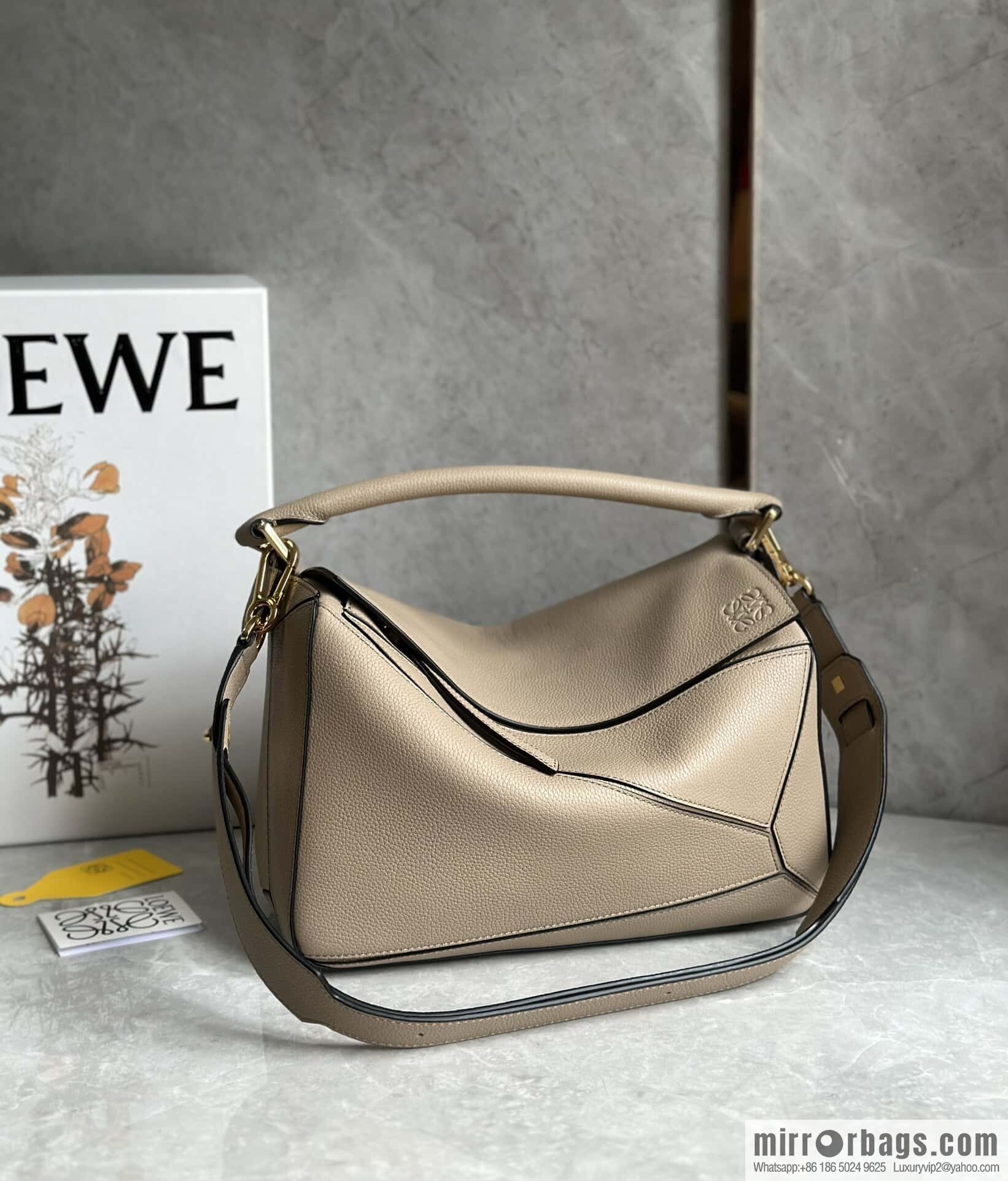 LOEWE Soft Grain Cow Leather Puzzle Handbag Model: A510P49X12 Sand Color