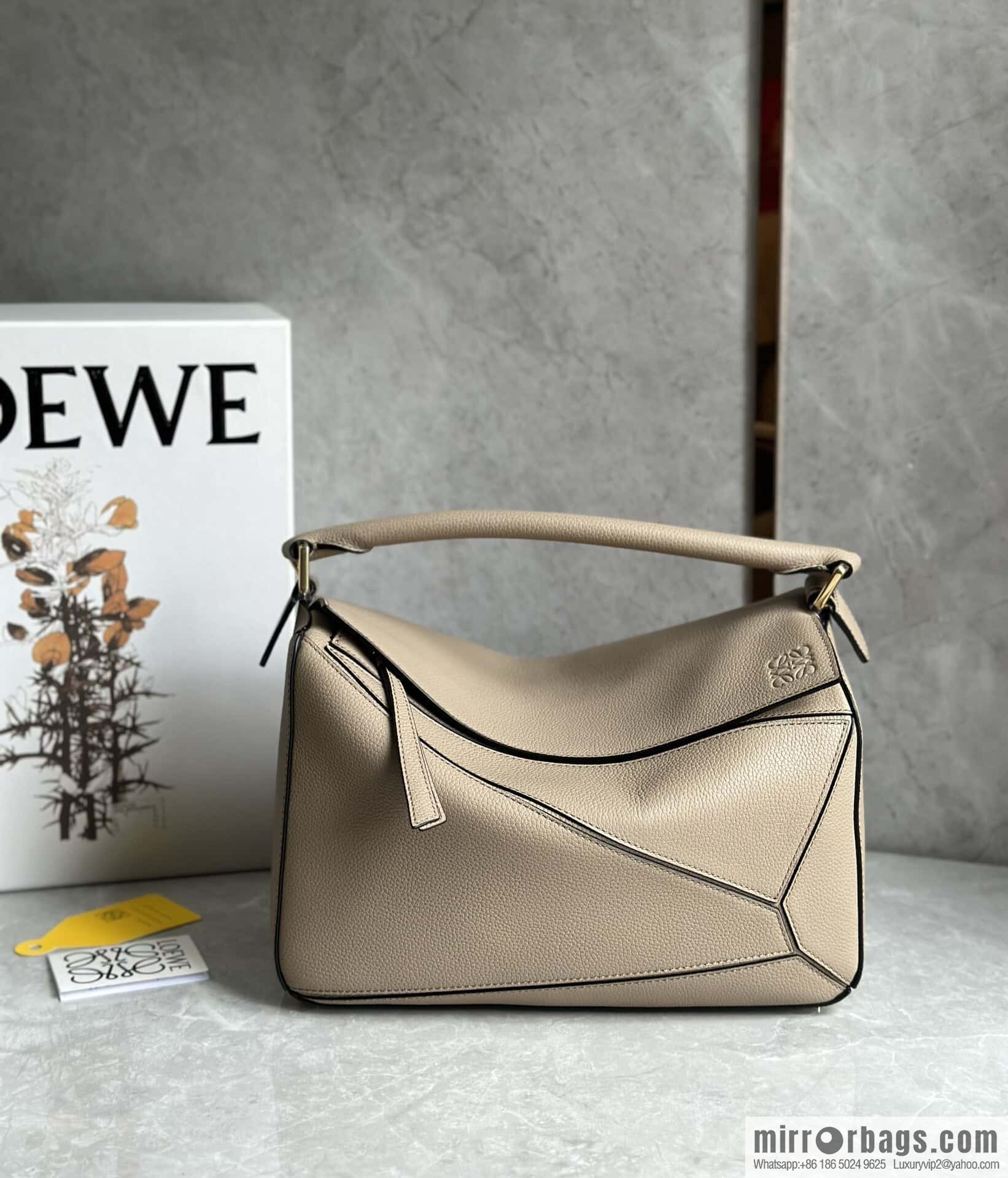 LOEWE Soft Grain Cow Leather Puzzle Handbag Model: A510P49X12 Sand Color