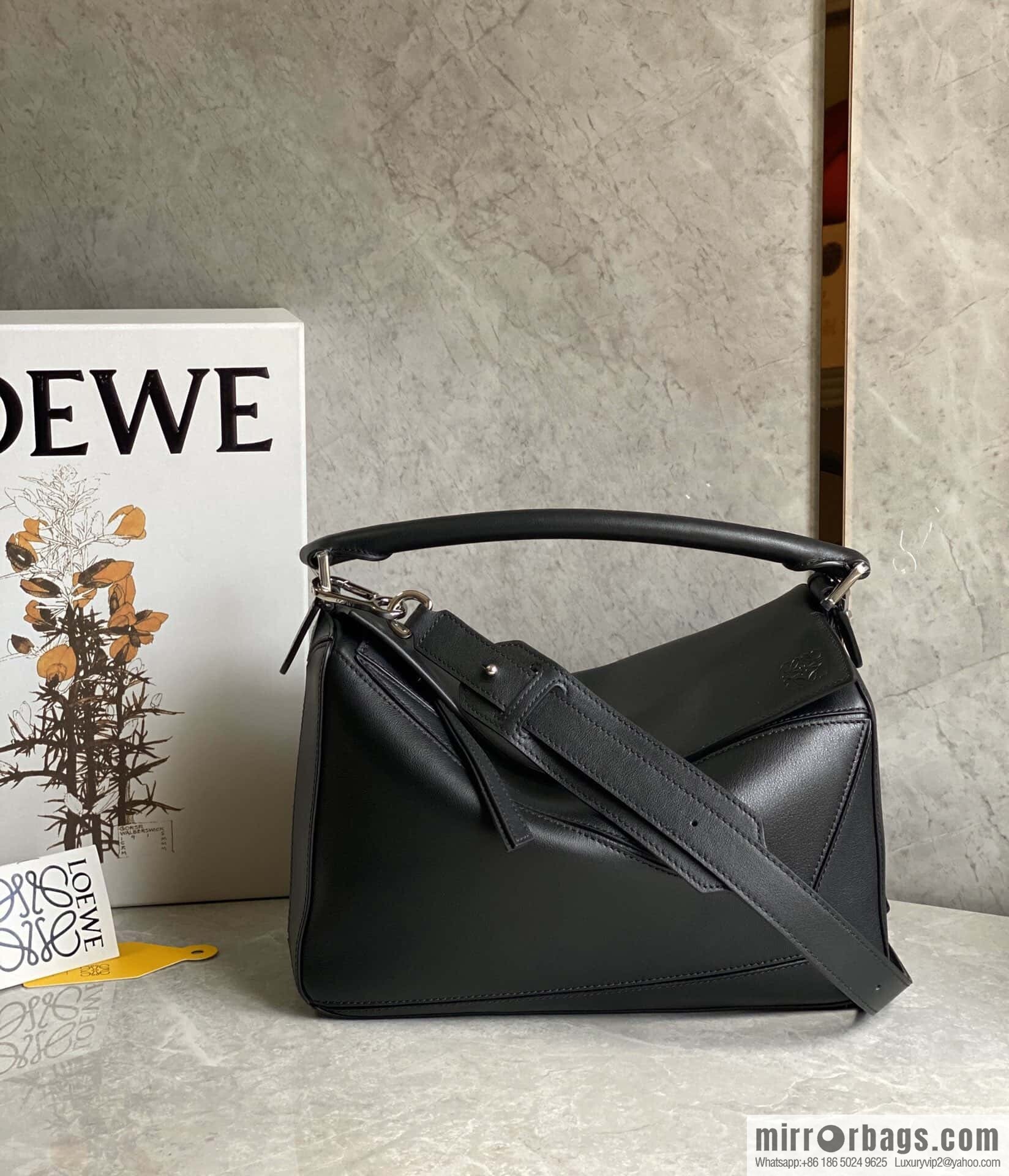 LOEWE Soft Grain Cow Leather Puzzle Handbag Model: A510P49X12 Black