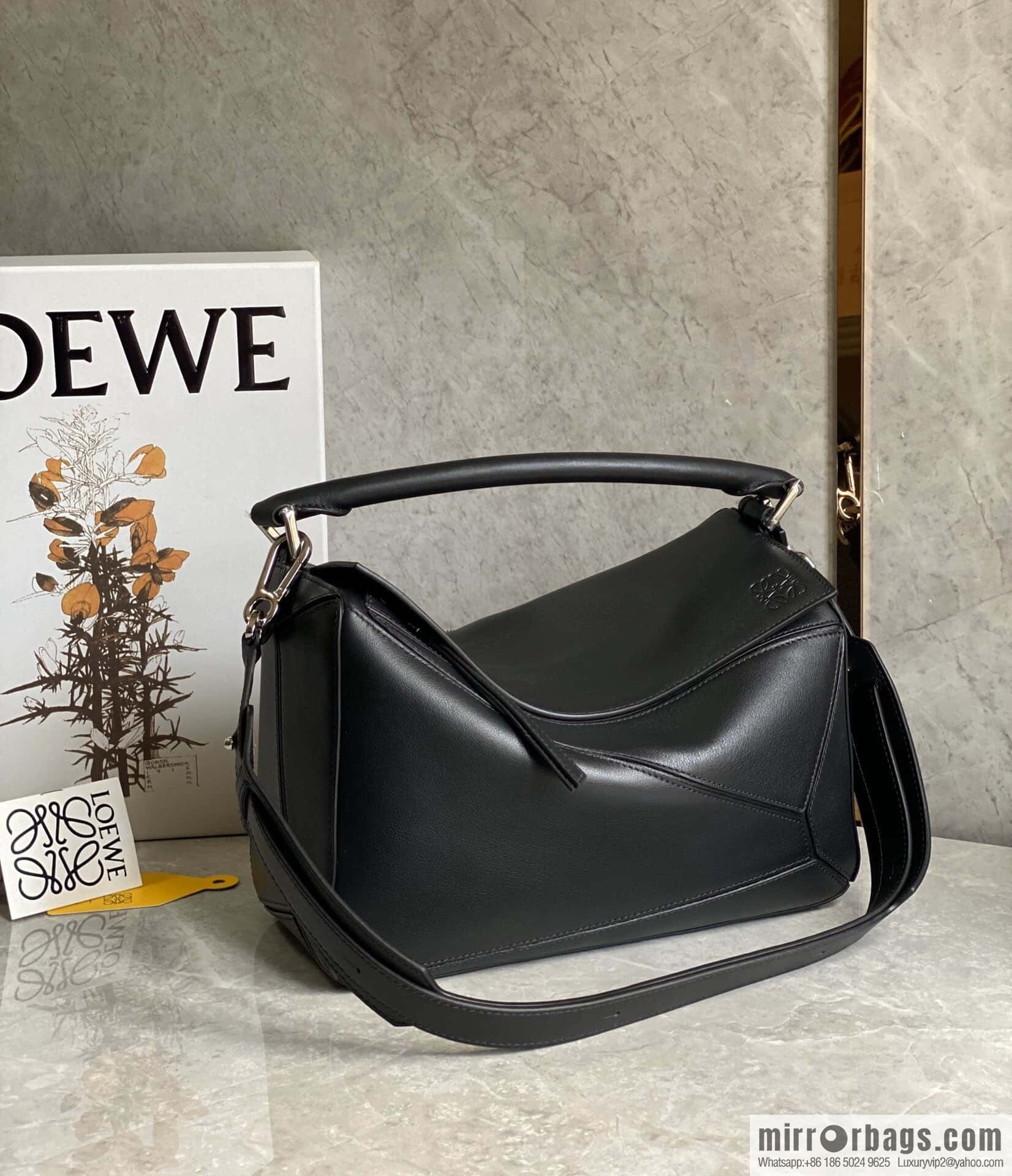 LOEWE Soft Grain Cow Leather Puzzle Handbag Model: A510P49X12 Black
