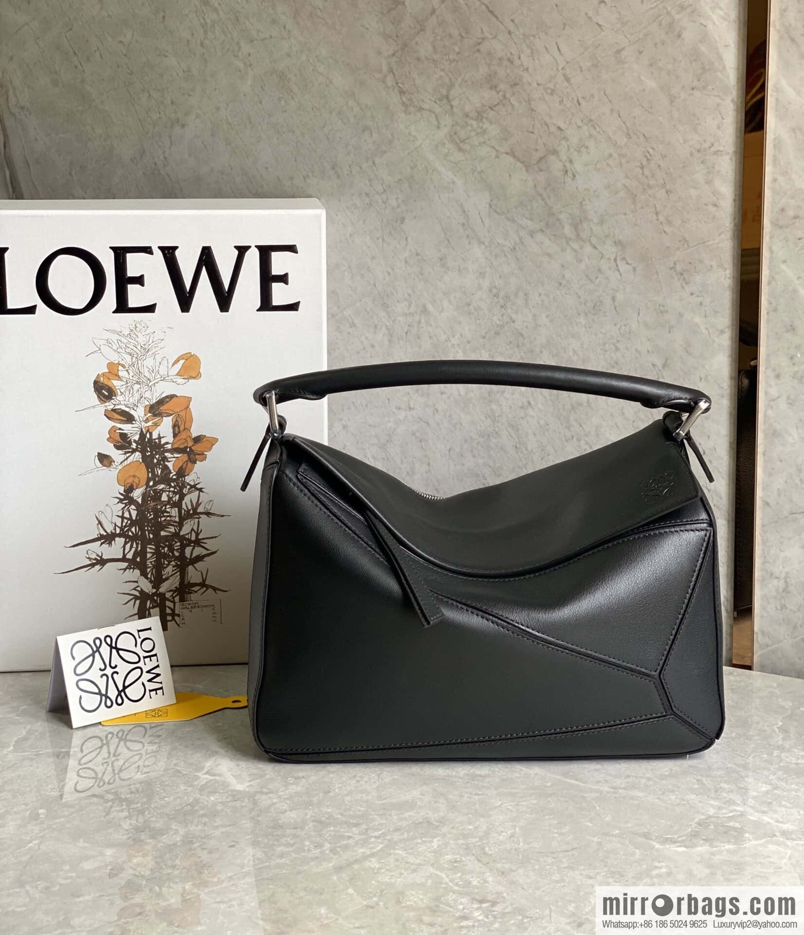 LOEWE Soft Grain Cow Leather Puzzle Handbag Model: A510P49X12 Black
