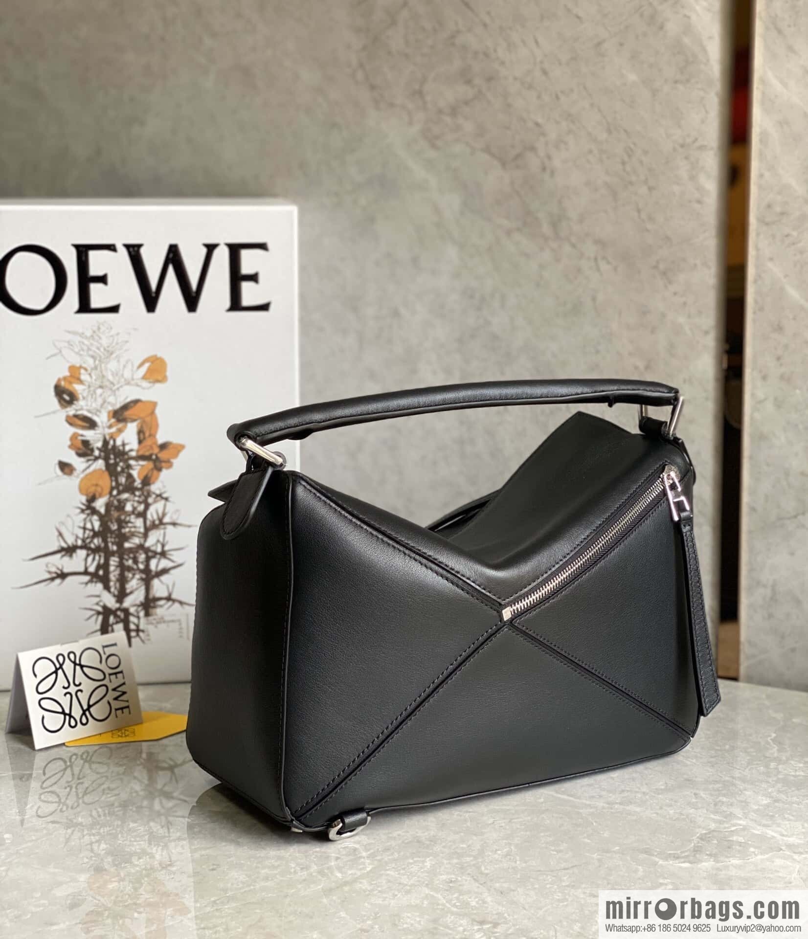 LOEWE Soft Grain Cow Leather Puzzle Handbag Model: A510P49X12 Black