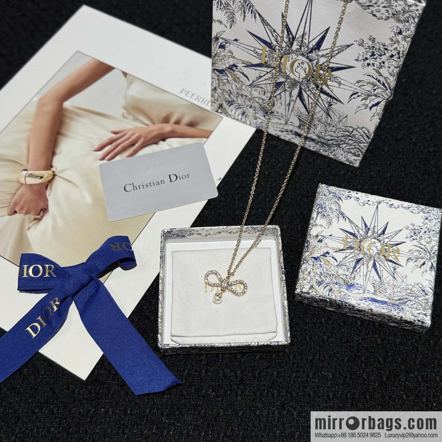 ☀️New ☑️ DIOR bow pearl necklace