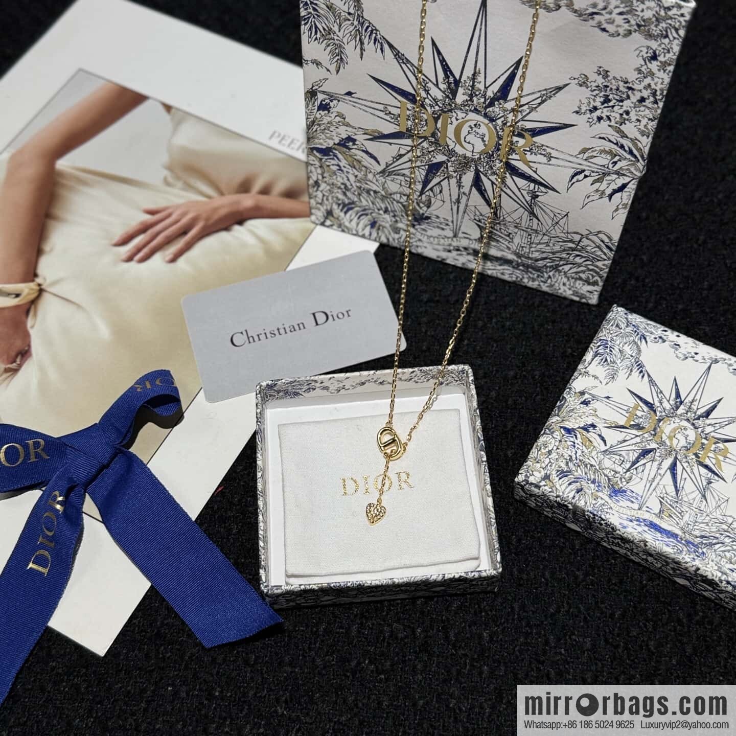 ☀️New ☑️ DIOR bow pearl necklace