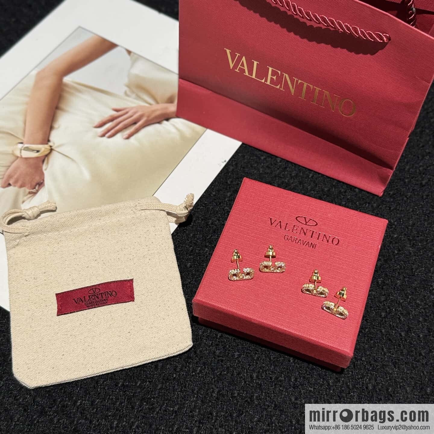 New ☑️ Valentino full diamond pearl stud earrings