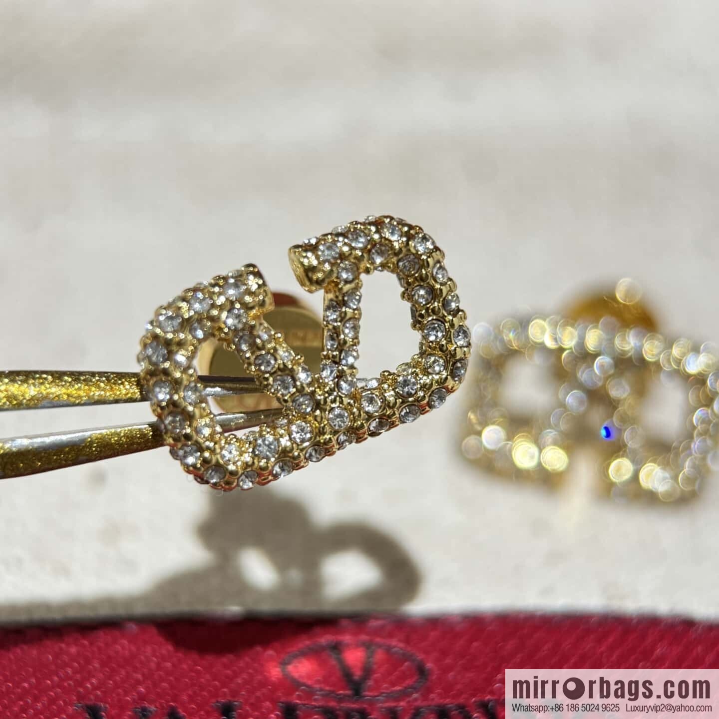 New ☑️ Valentino full diamond pearl stud earrings