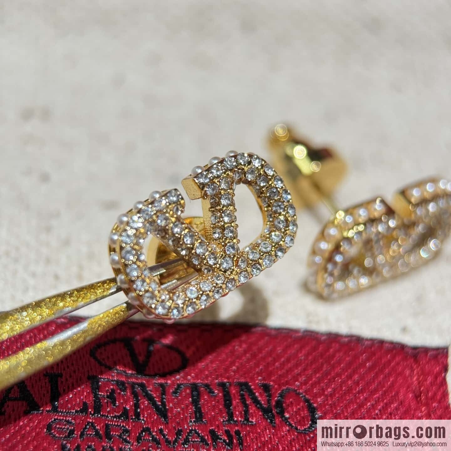 New ☑️ Valentino full diamond pearl stud earrings