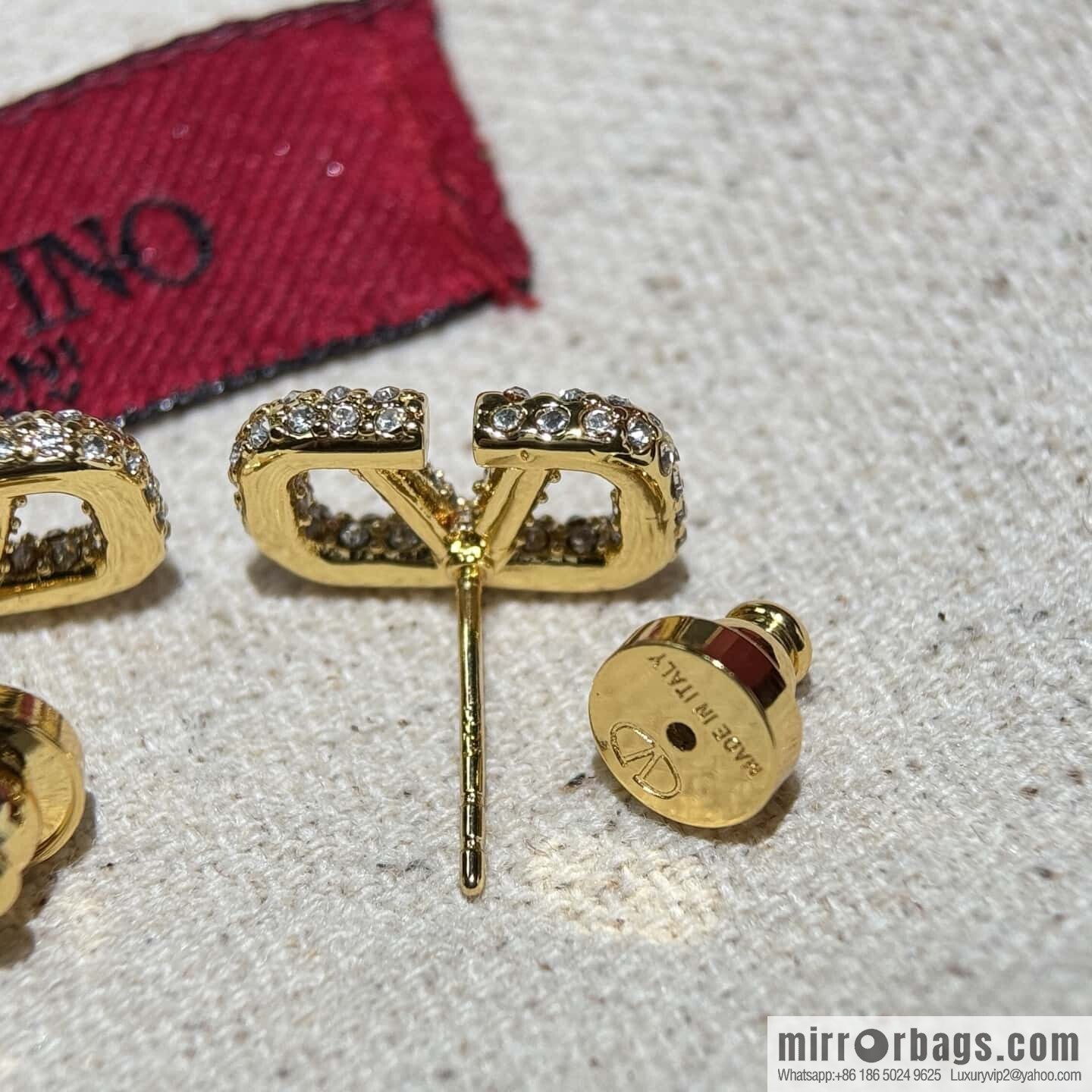 New ☑️ Valentino full diamond pearl stud earrings