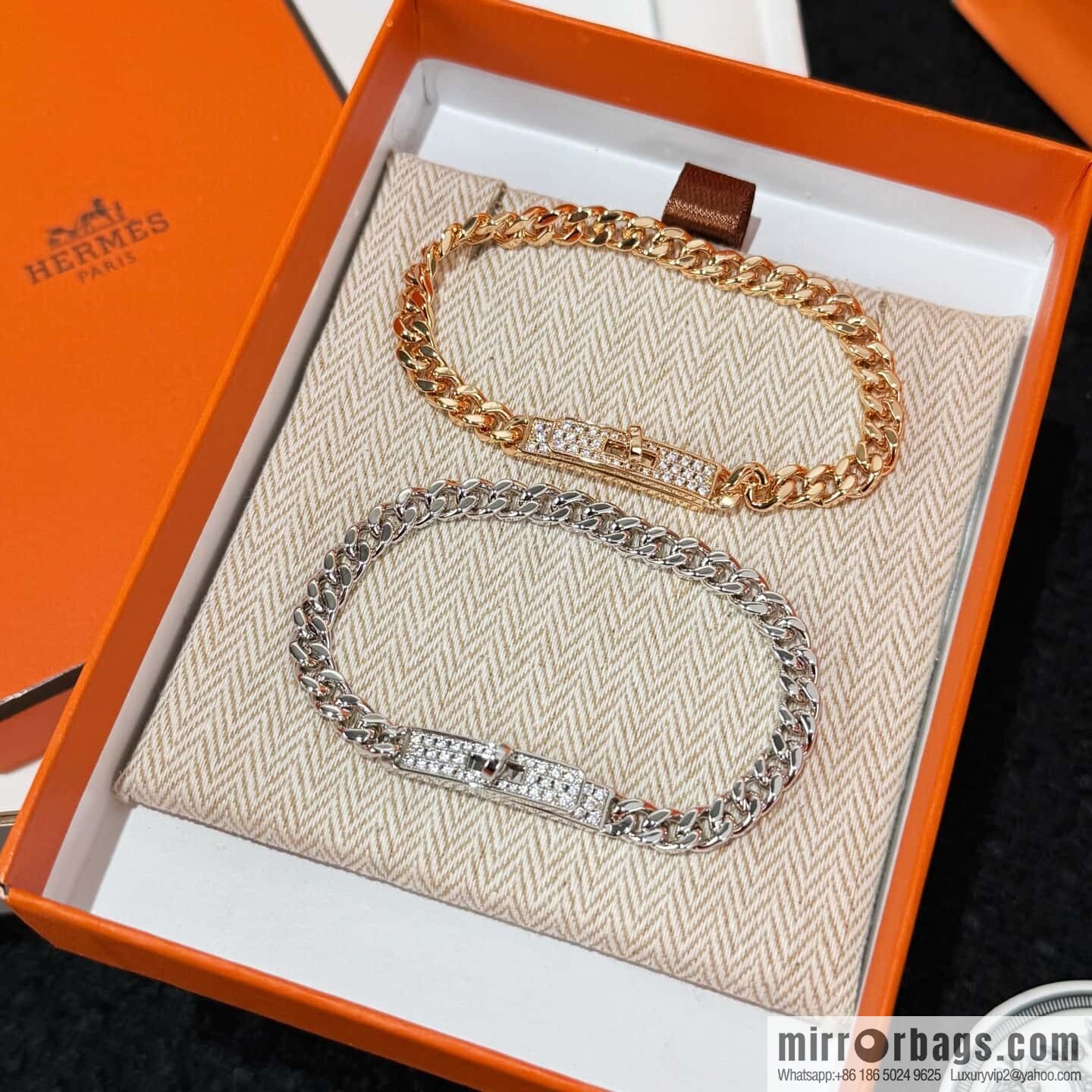 ❗️New ❗️ New ☑️ HERMES Kelly gourmette Cuban chain bracelet