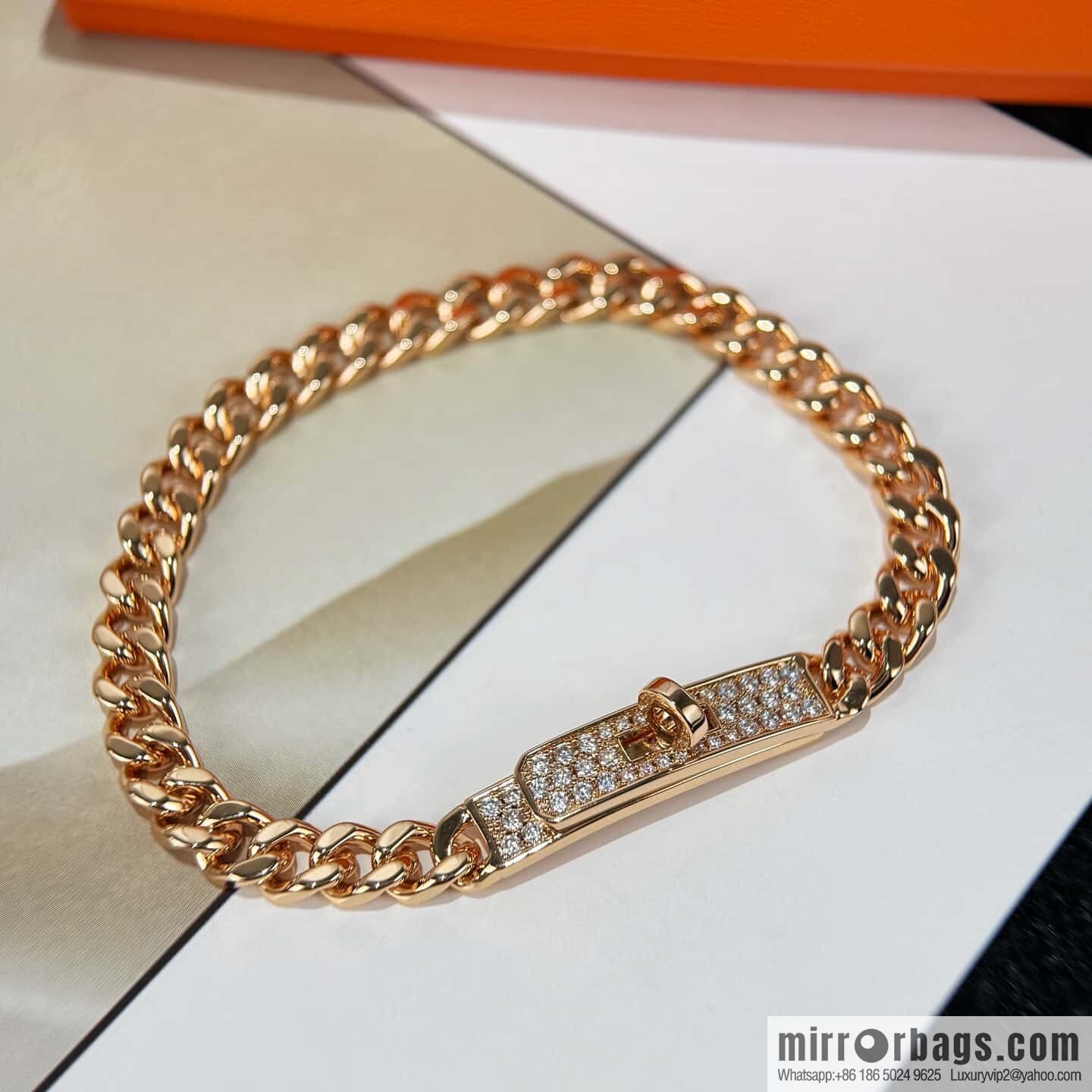 ❗️New ❗️ New ☑️ HERMES Kelly gourmette Cuban chain bracelet