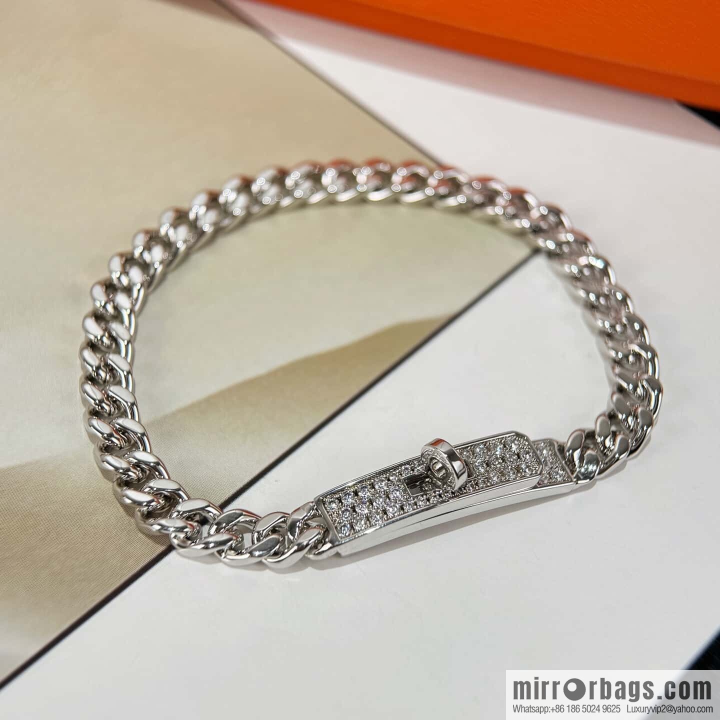 ❗️New ❗️ New ☑️ HERMES Kelly gourmette Cuban chain bracelet