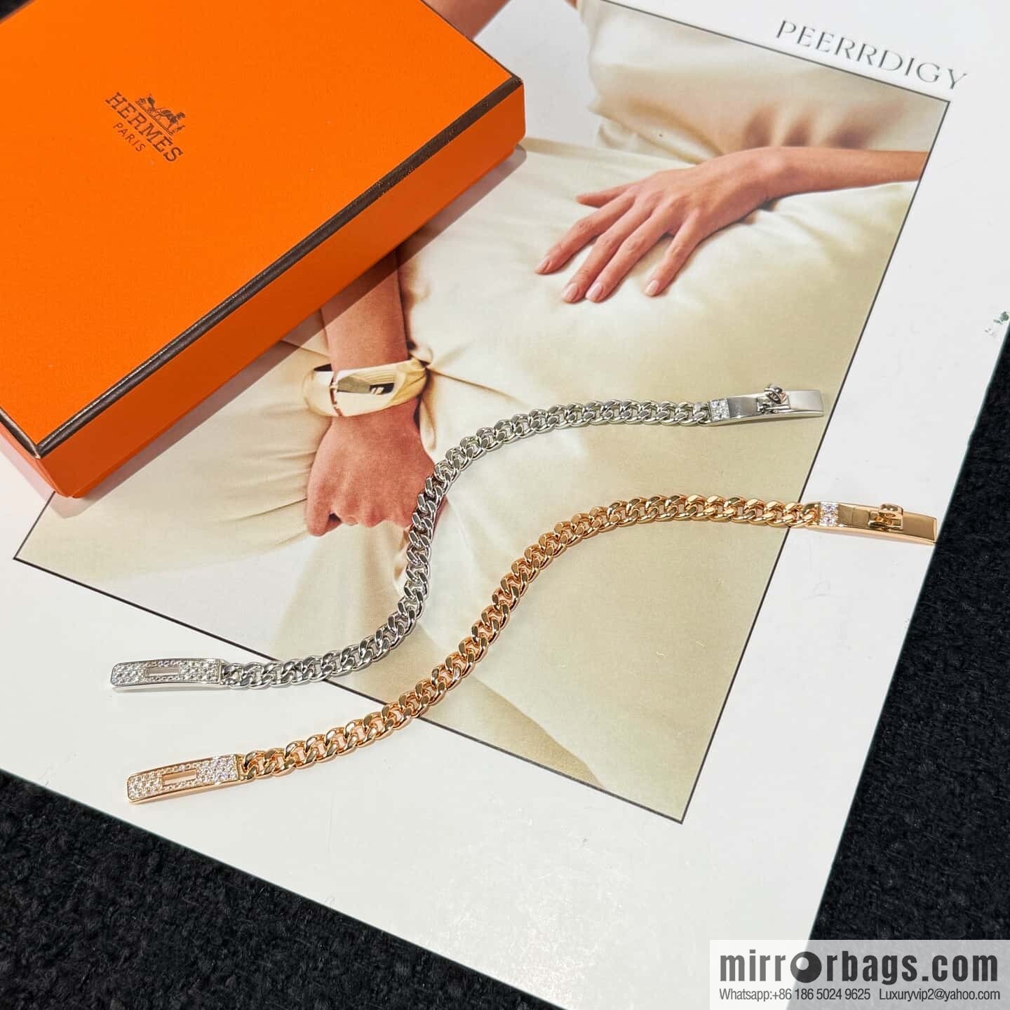 ❗️New ❗️ New ☑️ HERMES Kelly gourmette Cuban chain bracelet