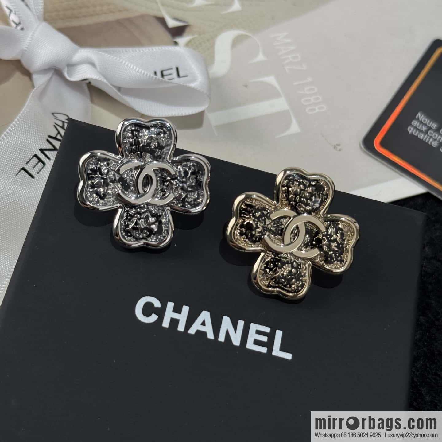 ❗️New ❗️☀️ New ☑️ Chanel Double C Clover 🍀 Brooch ☀️