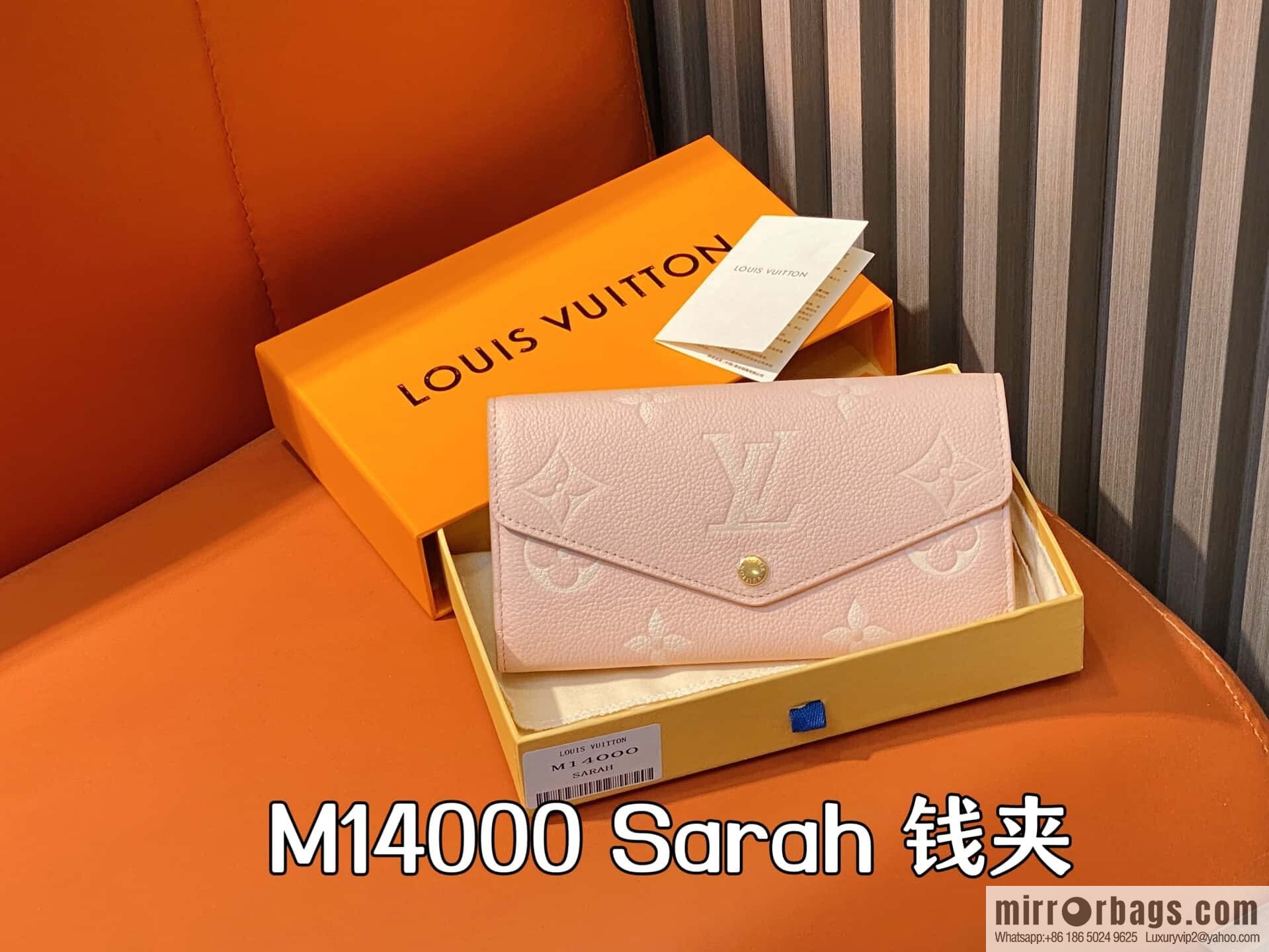 [Original order boutique] M14000 pink silk screen print, full leather flip wallet, this Sarah wallet.