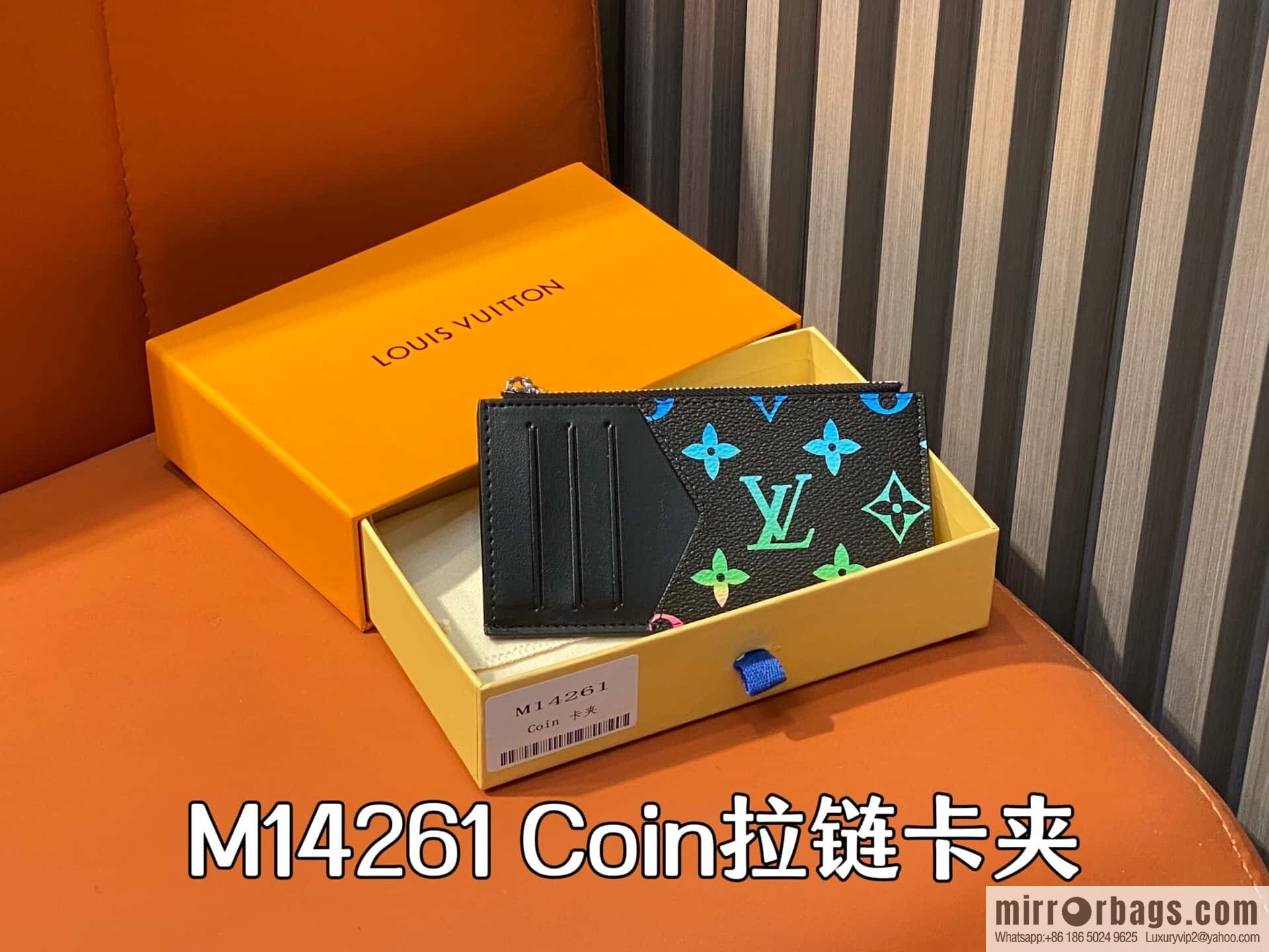 [Original order boutique] M14261 black gradual change card bag card clip, new Coin zipper card clip