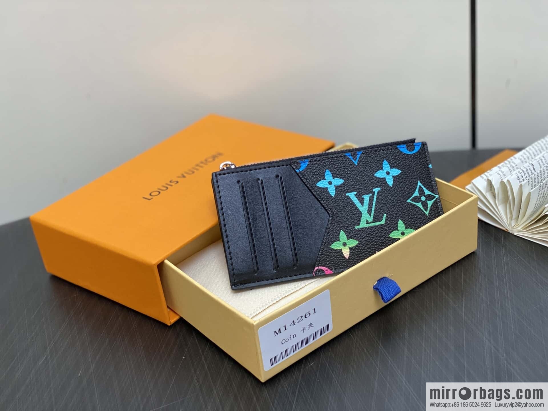 [Original order boutique] M14261 black gradual change card bag card clip, new Coin zipper card clip