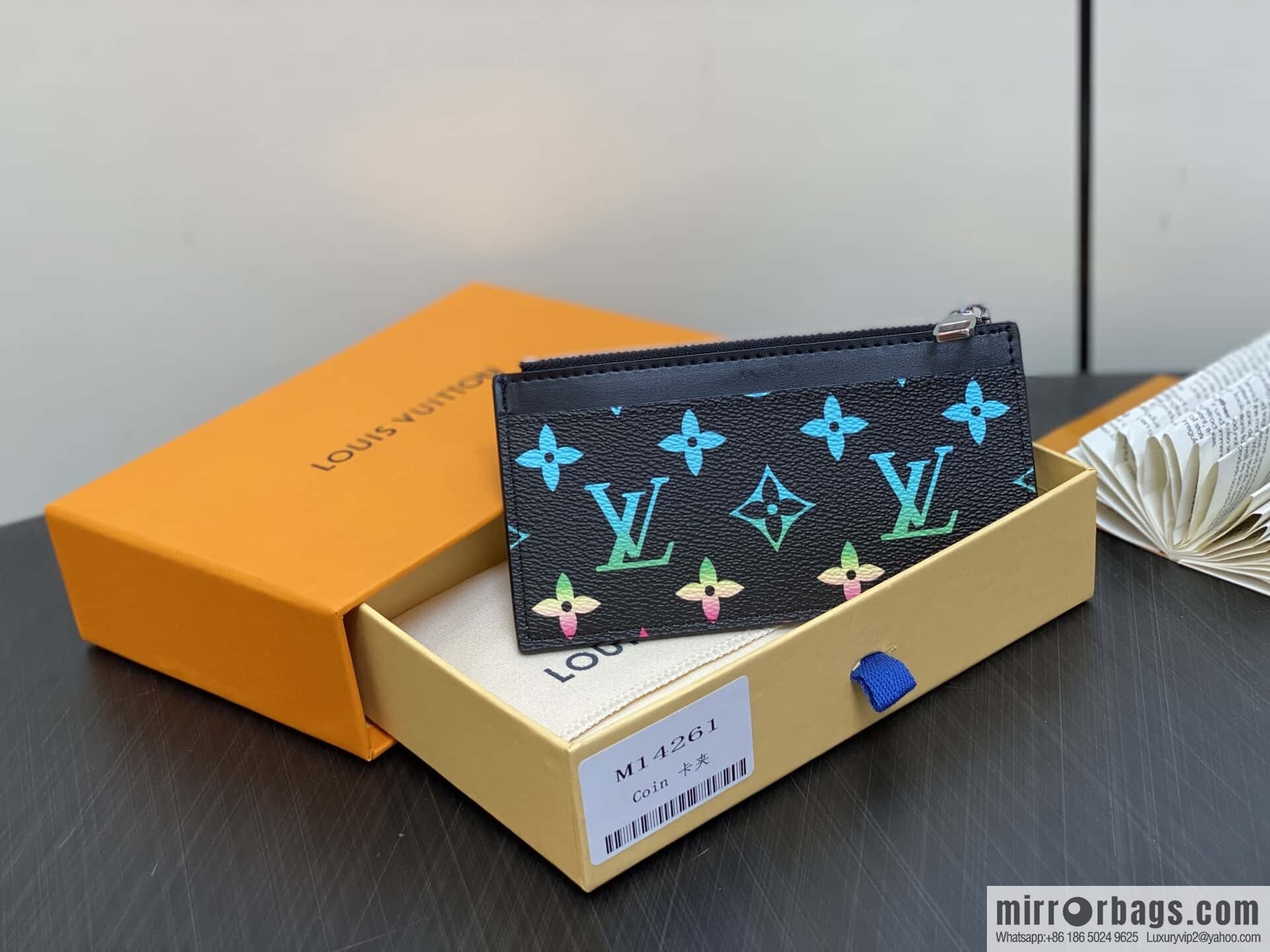 [Original order boutique] M14261 black gradual change card bag card clip, new Coin zipper card clip