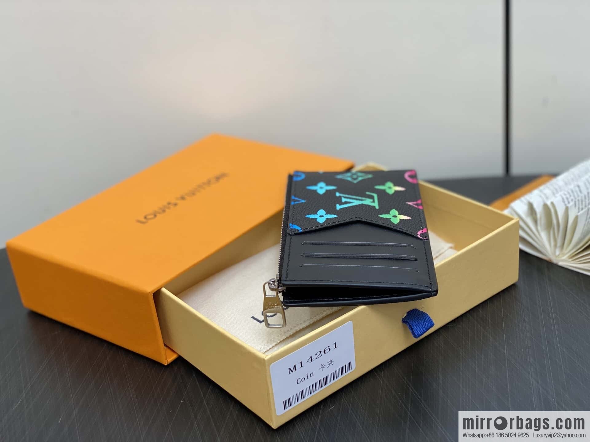 [Original order boutique] M14261 black gradual change card bag card clip, new Coin zipper card clip