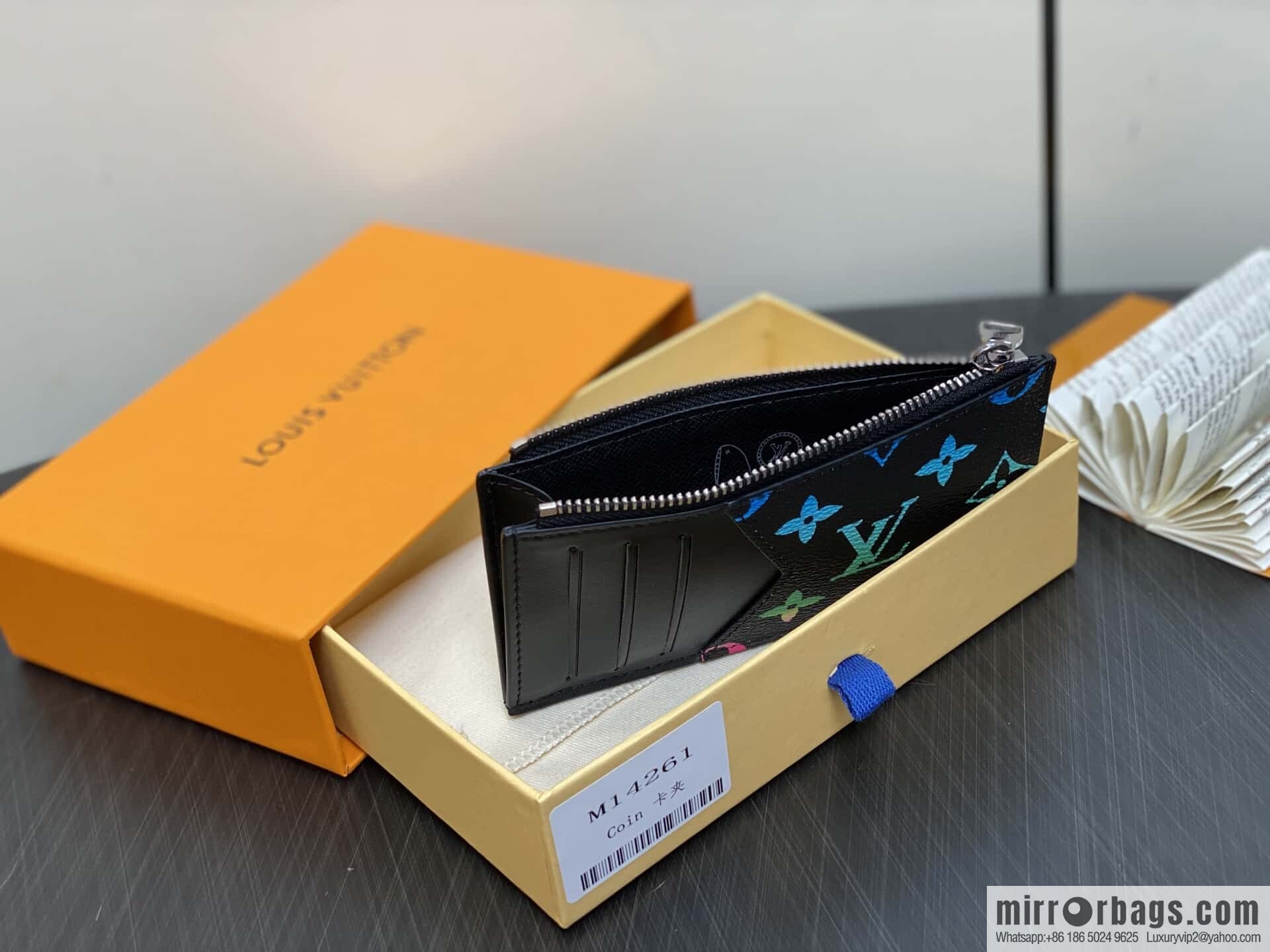 [Original order boutique] M14261 black gradual change card bag card clip, new Coin zipper card clip
