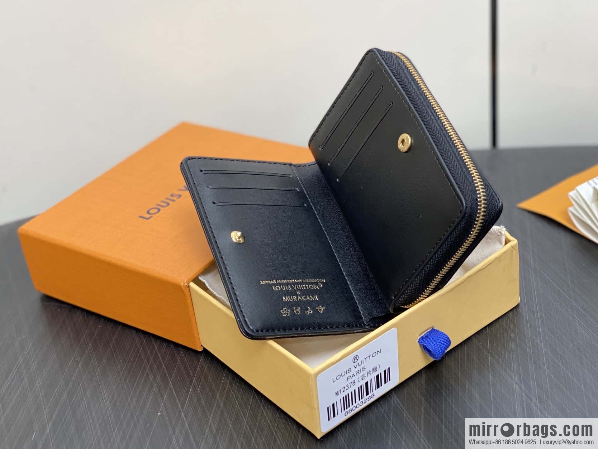 [Boutique‑grade] M12378 black silk screen print, full leather single zipper short wallet Zippy zipper wallet