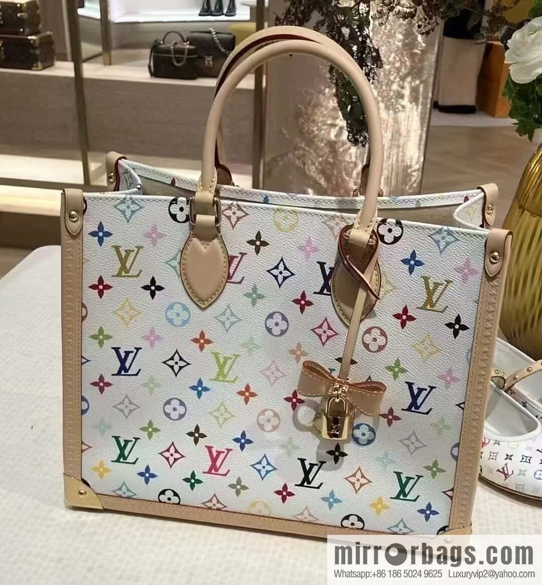 [Boutique‑grade] M13079 white color, square bag LV X TM ONTHEGO medium handbag