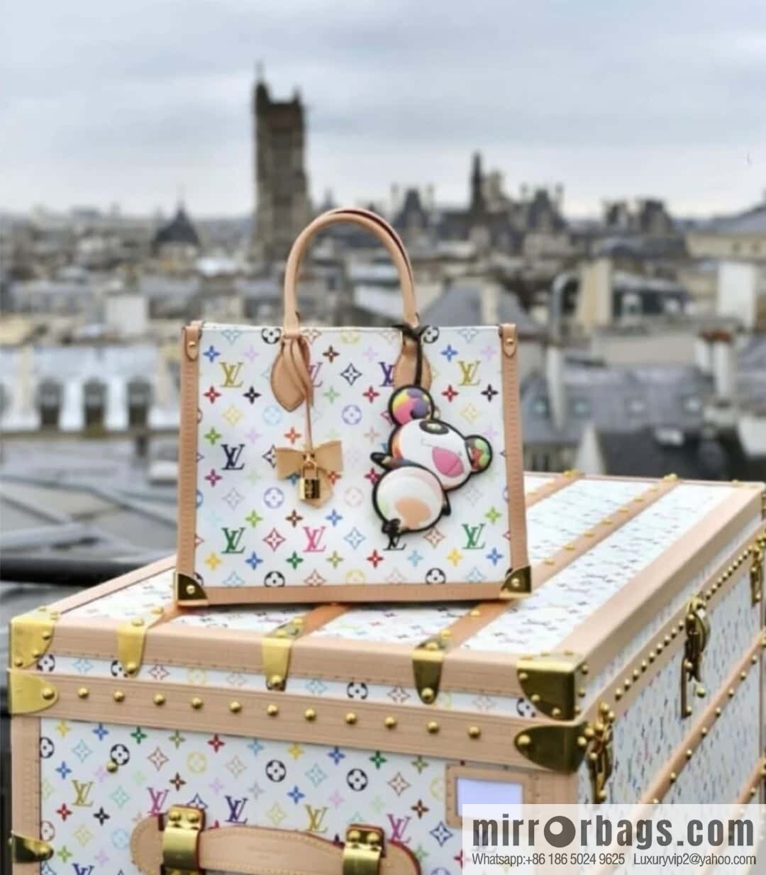 [Boutique‑grade] M13079 white color, square bag LV X TM ONTHEGO medium handbag