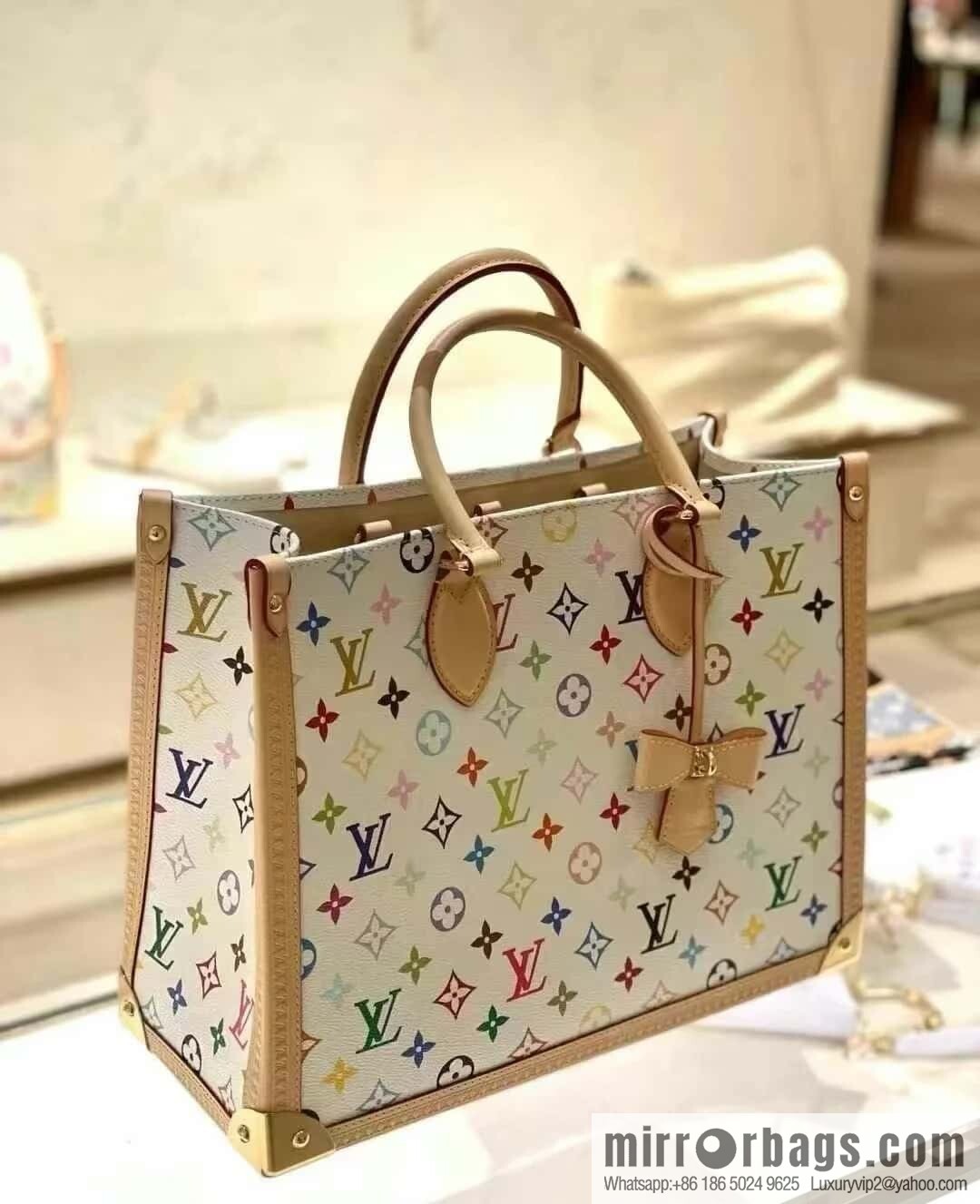 [Boutique‑grade] M13079 white color, square bag LV X TM ONTHEGO medium handbag