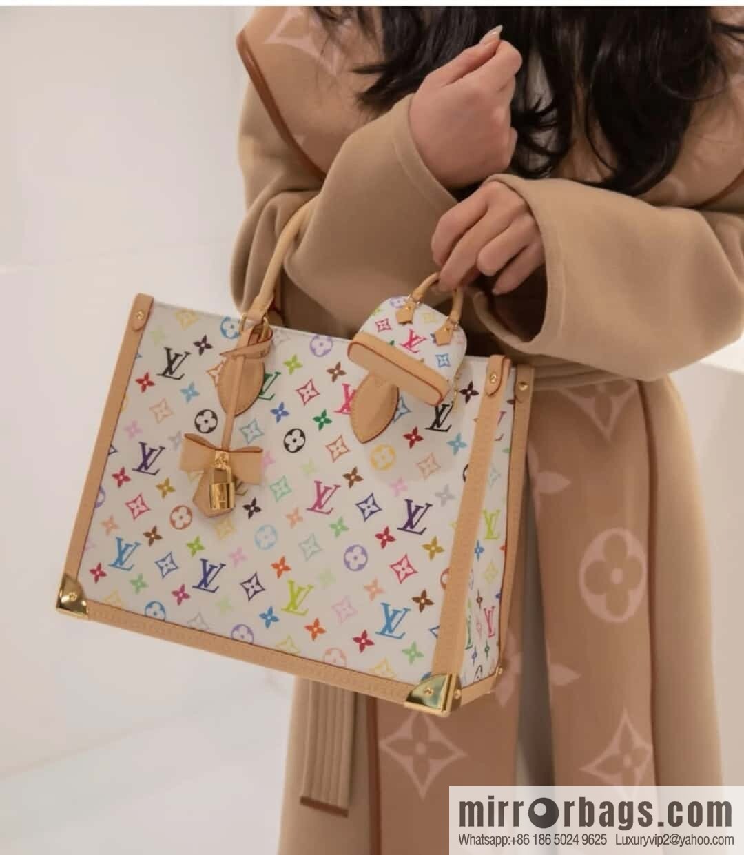 [Boutique‑grade] M13079 white color, square bag LV X TM ONTHEGO medium handbag