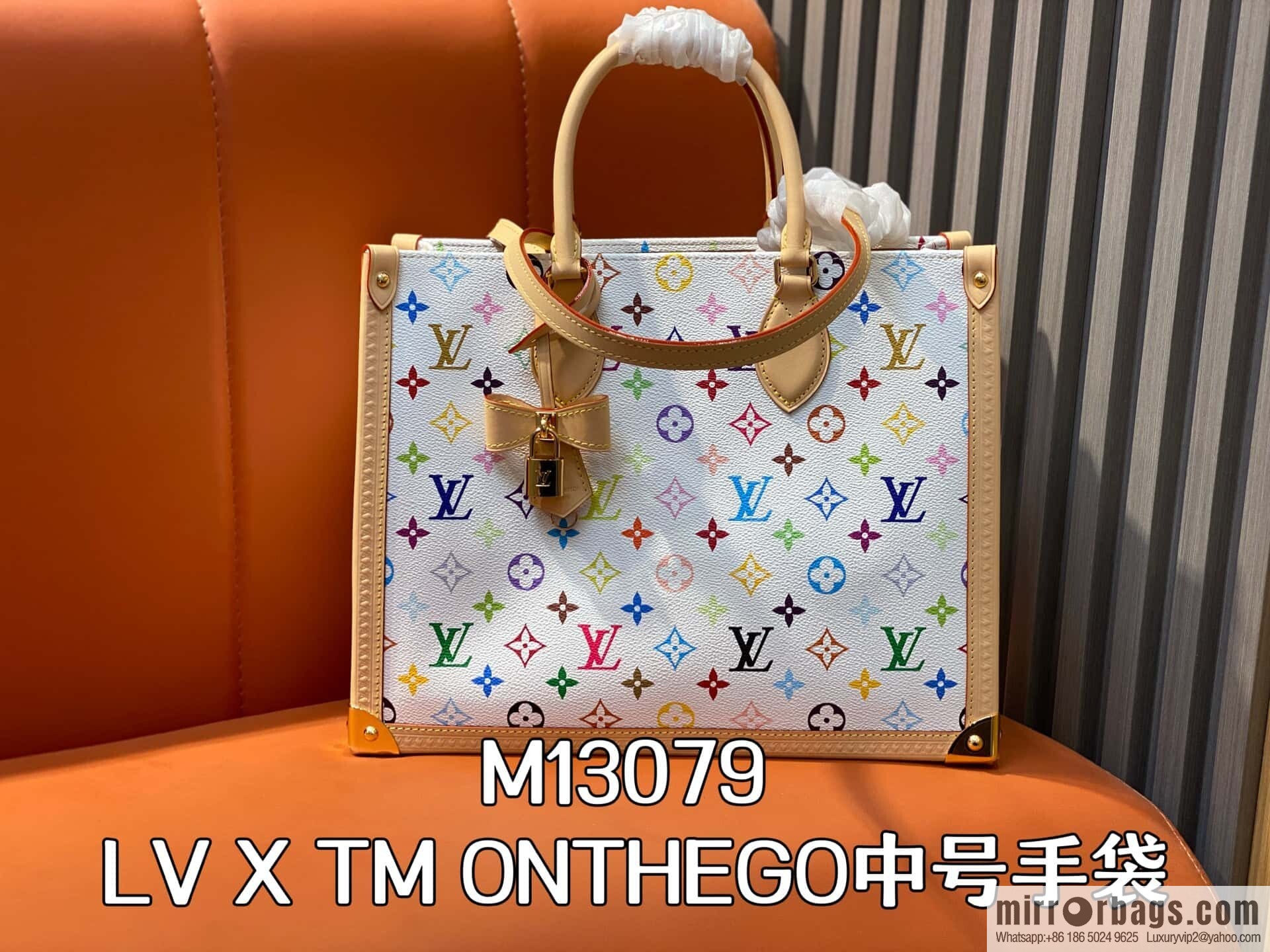[Boutique‑grade] M13079 white color, square bag LV X TM ONTHEGO medium handbag