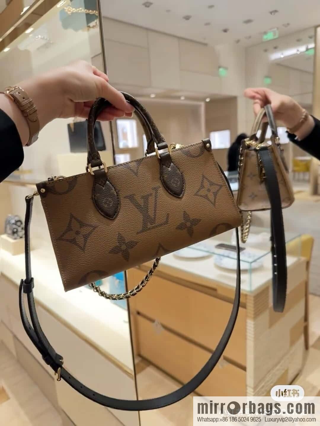 [Boutique‑grade] M14236 presbyopia/yellow flower, chain square bag ONTHEGO EAST WEST CHAIN handbag