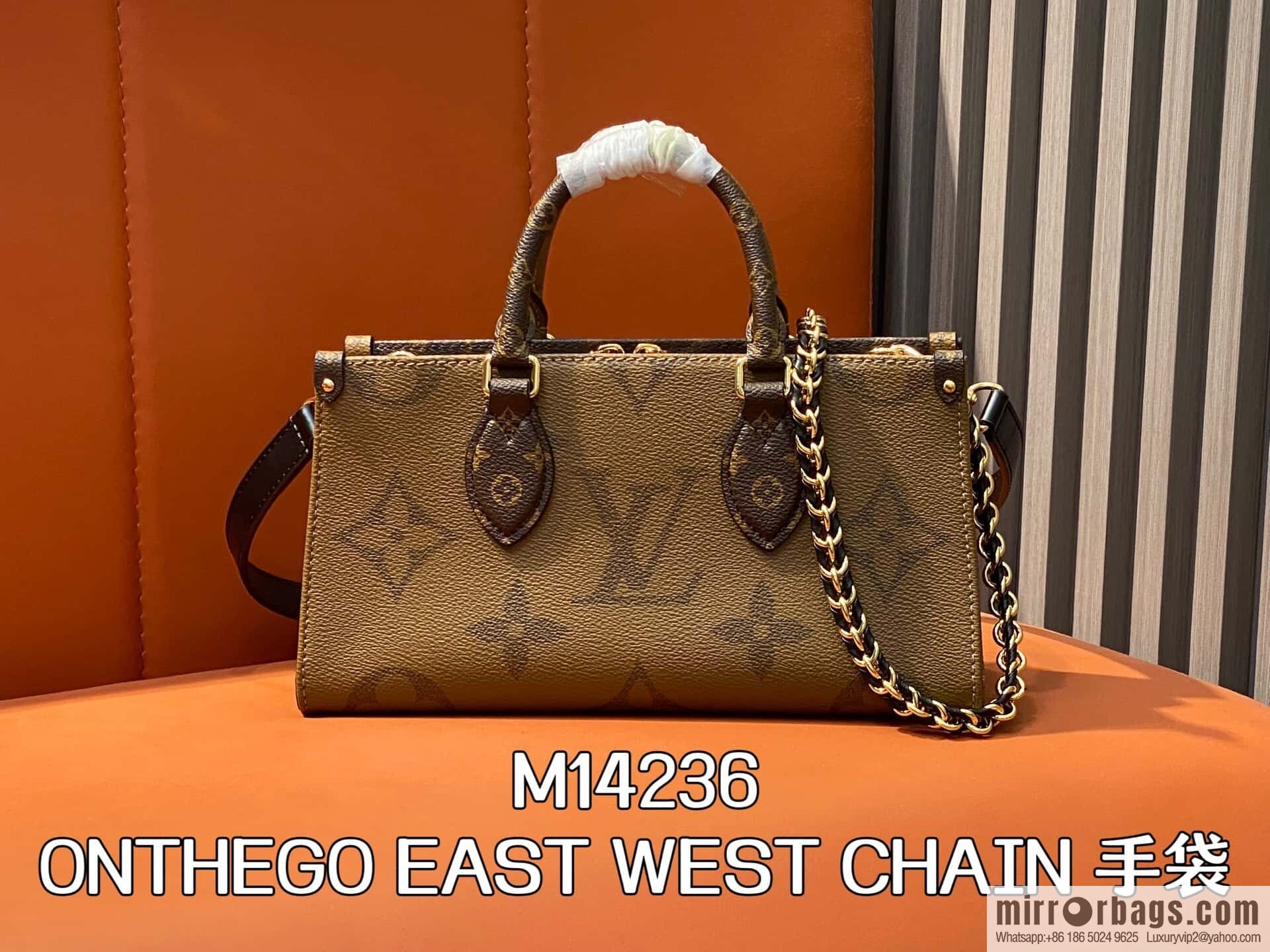 [Boutique‑grade] M14236 presbyopia/yellow flower, chain square bag ONTHEGO EAST WEST CHAIN handbag