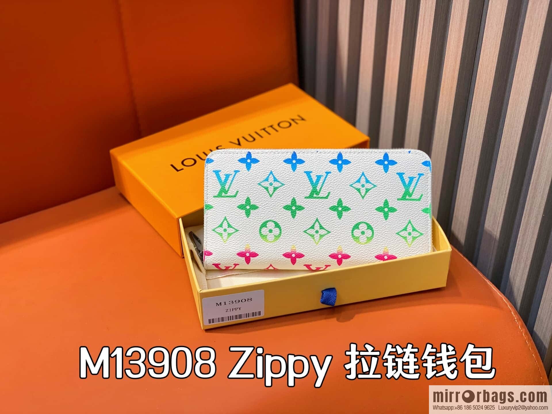 [Premium‑quality] M13908 white color gradual change single zipper wallet Zippy zipper wallet