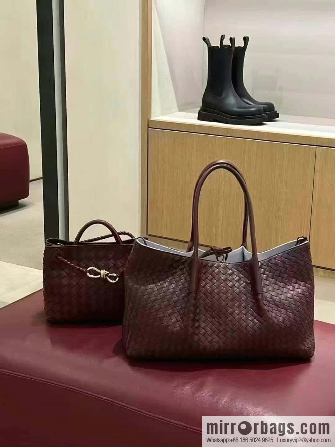 BV Large Pinacoteca tote bag 817166 Barolo burgundy